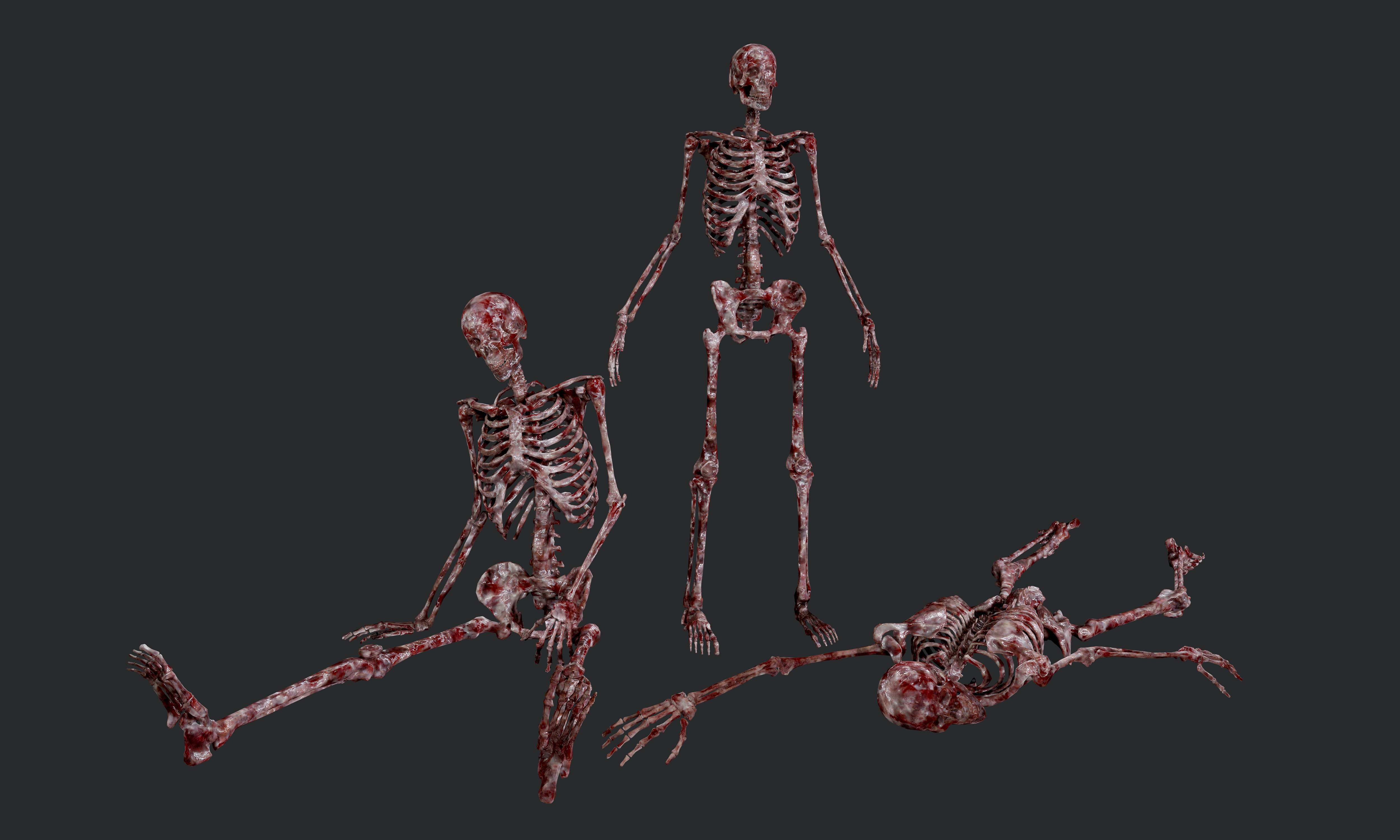 10 Bloody Horror Skeletons Low-poly 3D model_23