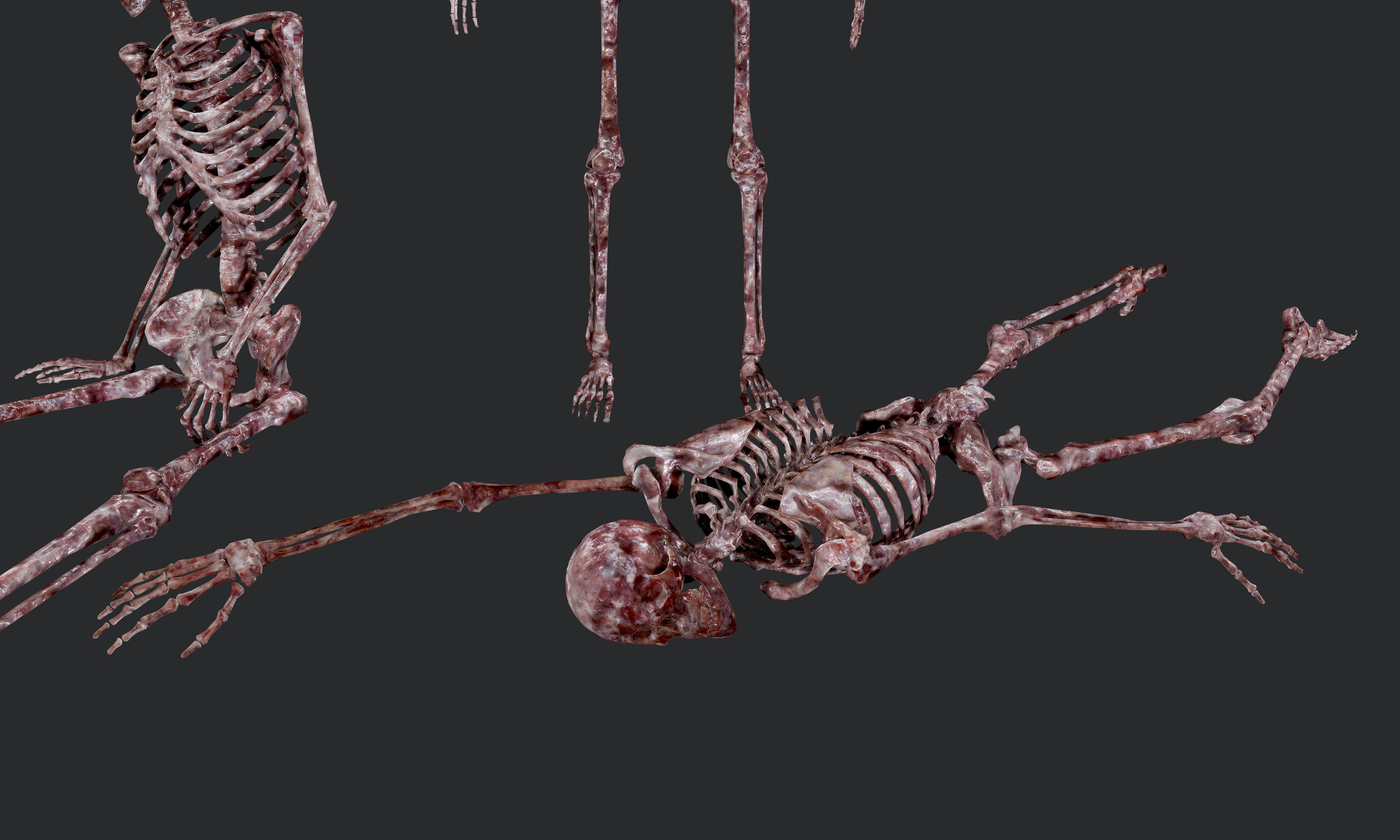 10 Bloody Horror Skeletons Low-poly 3D model_3