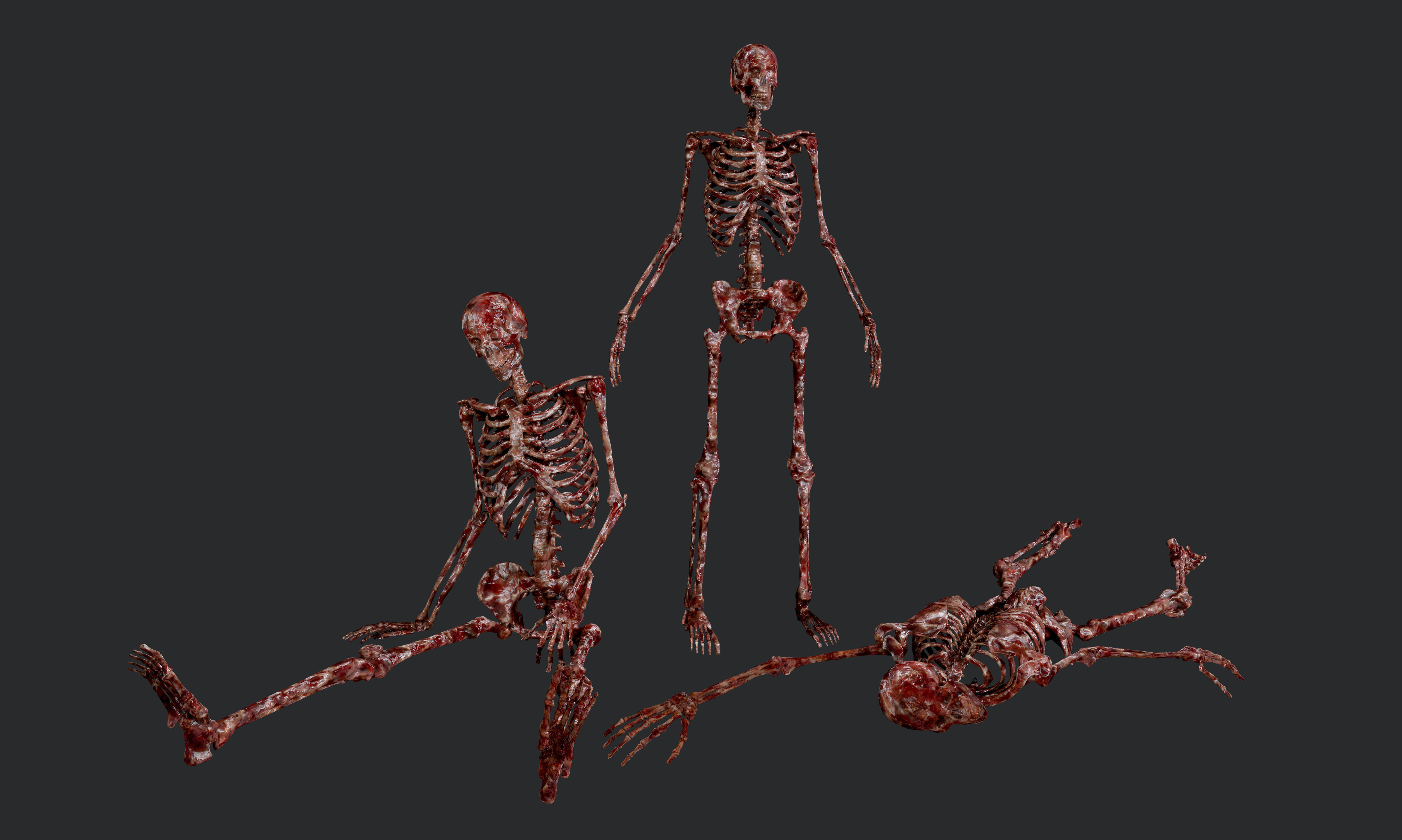 10 Bloody Horror Skeletons Low-poly 3D model_28