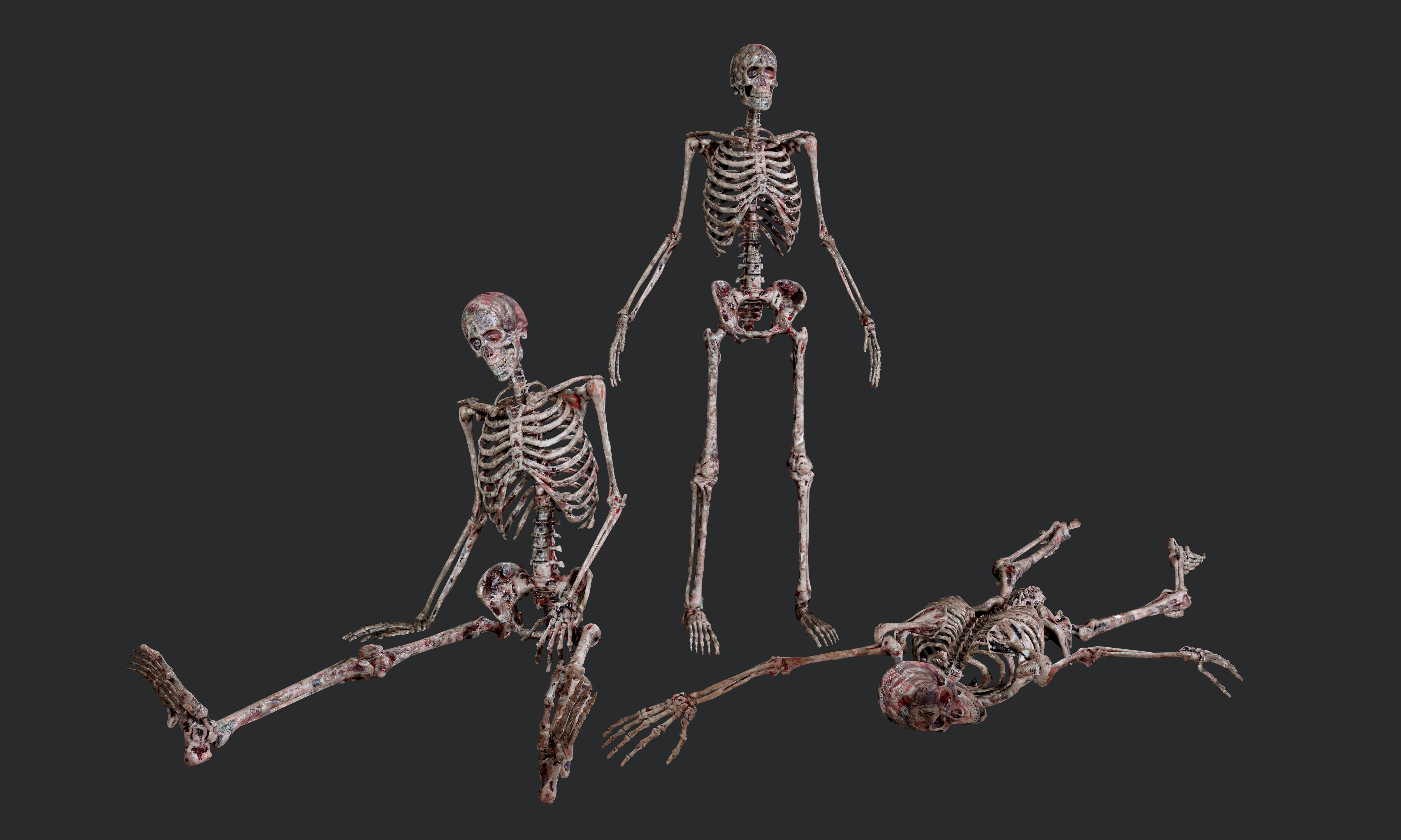 10 Bloody Horror Skeletons Low-poly 3D model_11