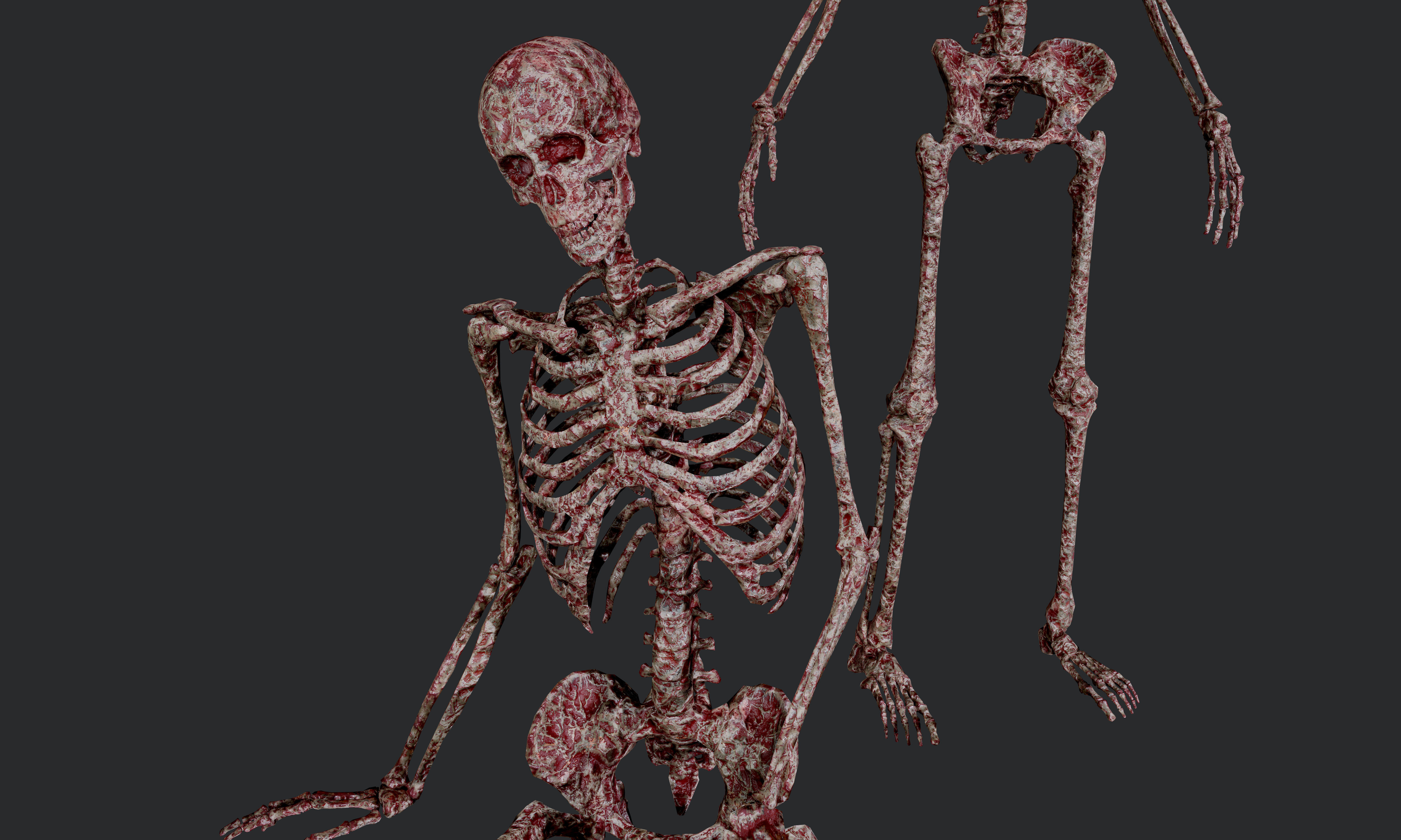 10 Bloody Horror Skeletons Low-poly 3D model_14
