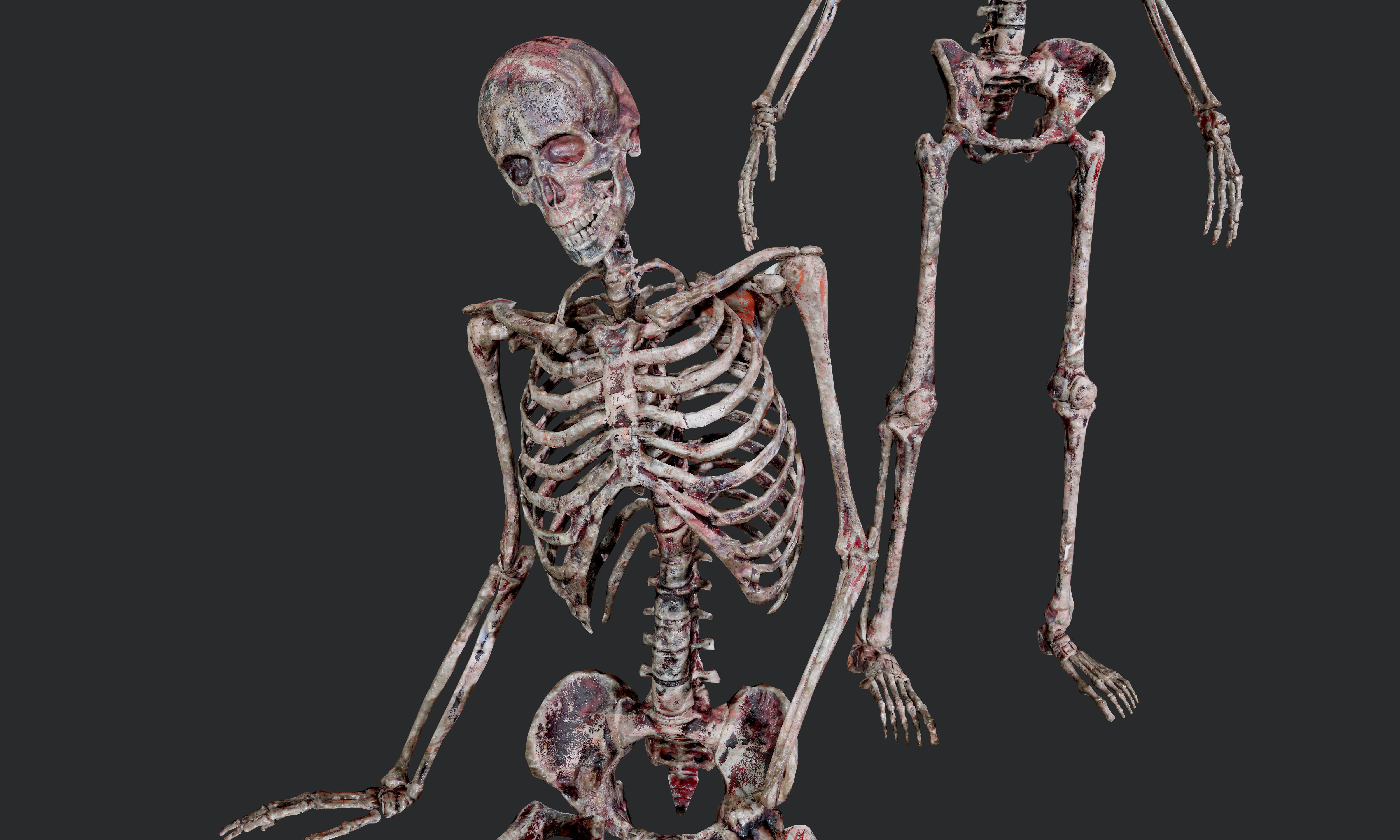 10 Bloody Horror Skeletons Low-poly 3D model_16