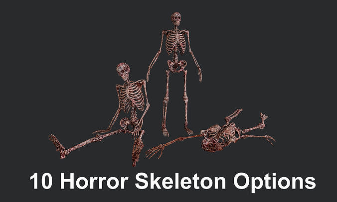 10 Bloody Horror Skeletons Low-poly 3D model