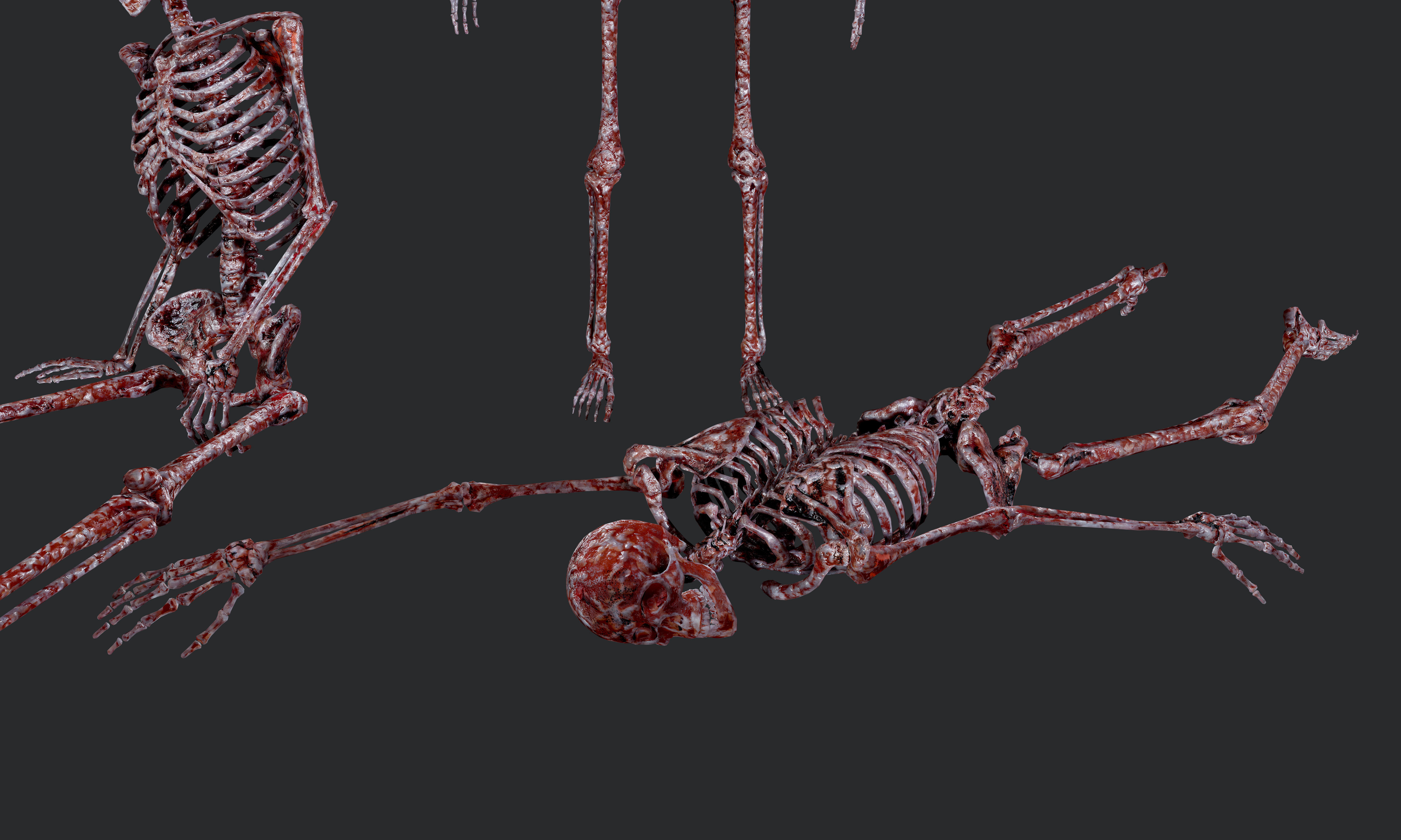 10 Bloody Horror Skeletons Low-poly 3D model_13