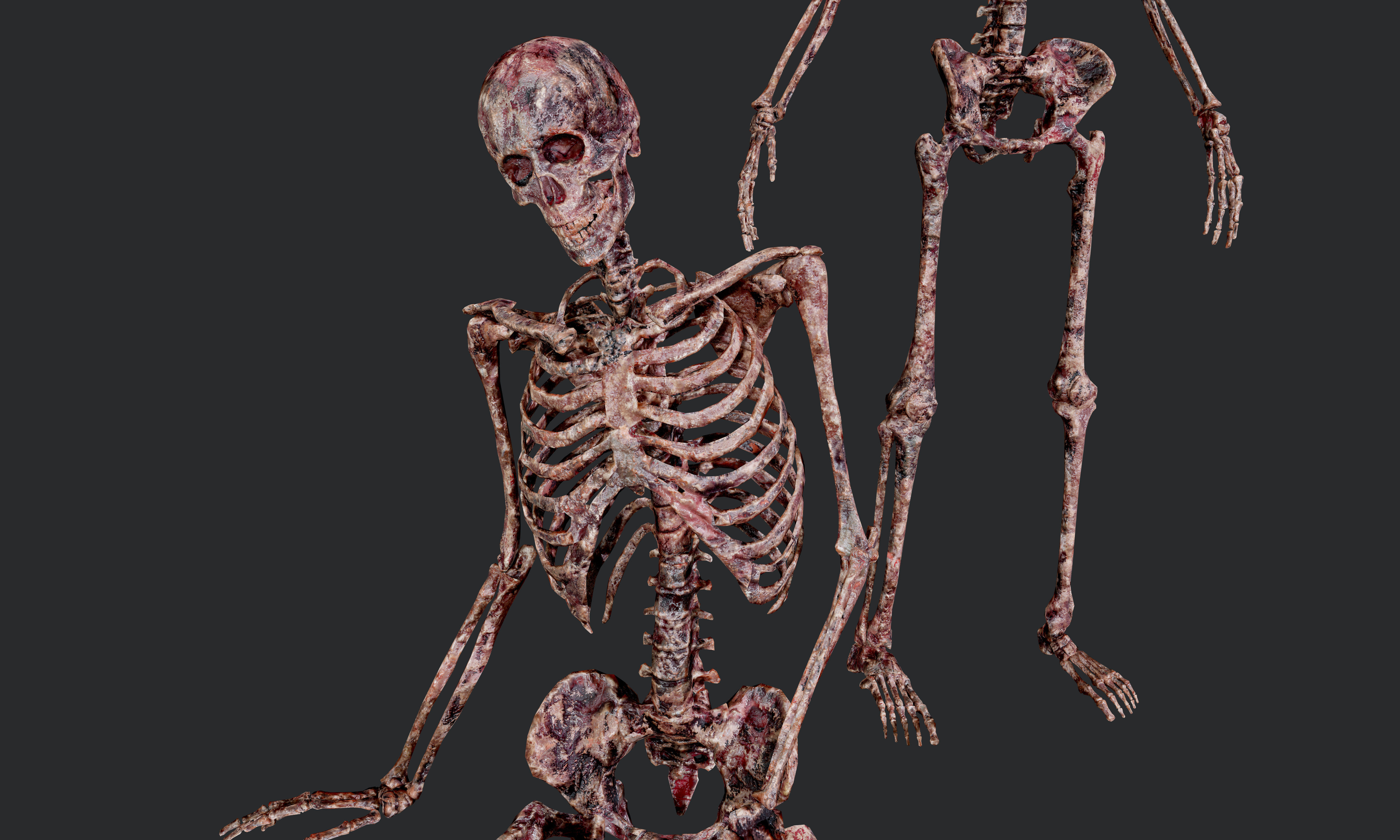 10 Bloody Horror Skeletons Low-poly 3D model_9