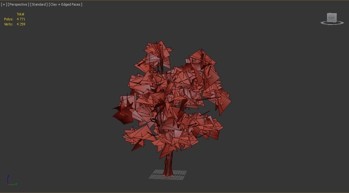 Green Ash Fall Tree Low-poly 3D model_5
