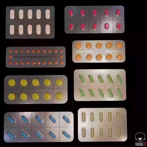 Pill Blister Pack Low-poly 3D model