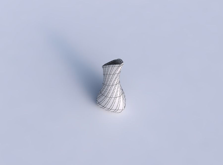 Vase puffy tappered triangle with twisted bands 3D print model_6