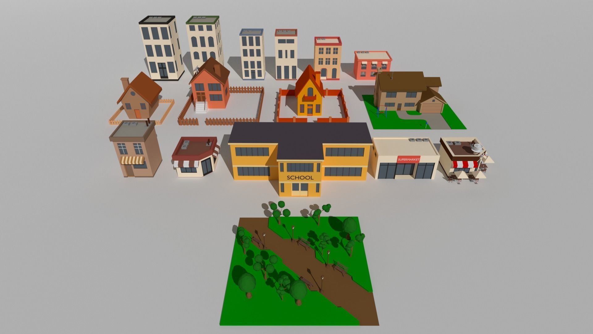 Simple building Low-poly 3D model