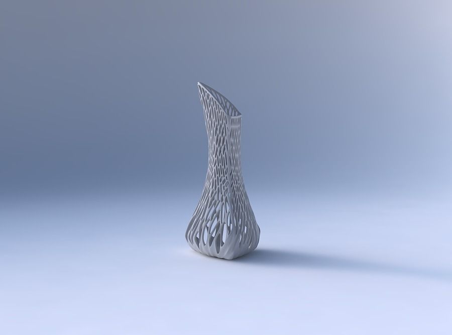 Vase puffy tappered triangle with twisted lattice tiles 3D print model_4