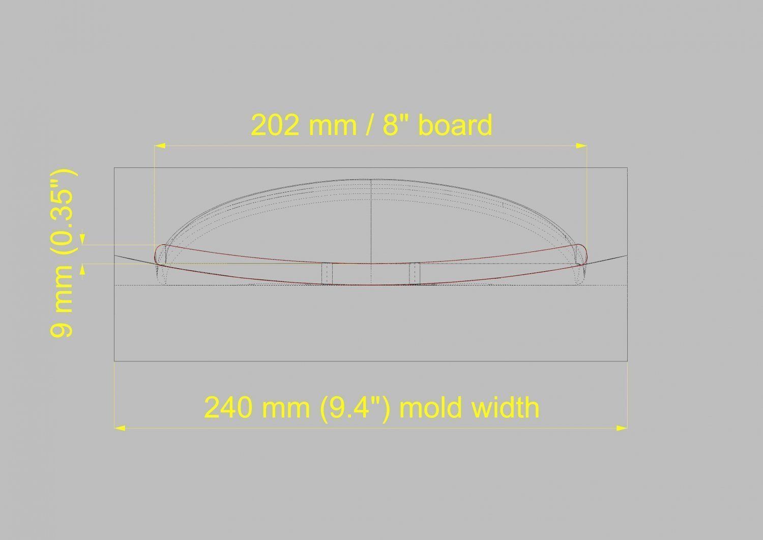 Ready to be milled mold for Skateboard decks 3D model_8