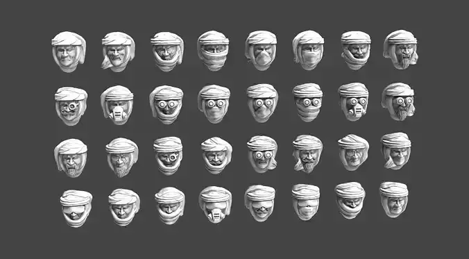 Imperial Soldier Heads with Desert Headgear