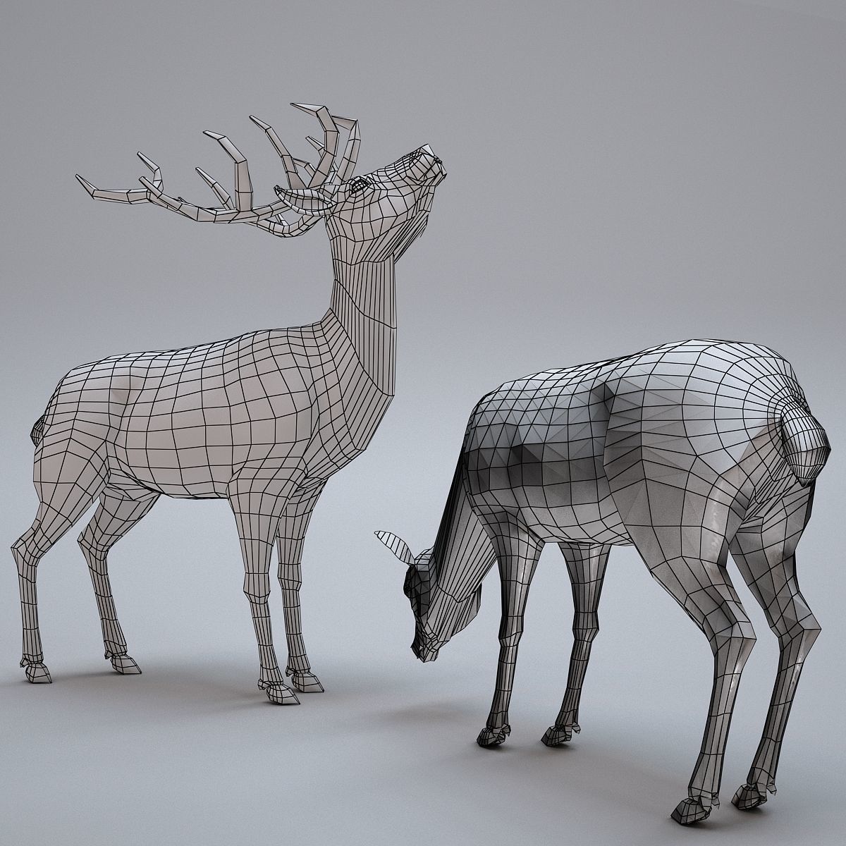Deer Statues 3D model_4