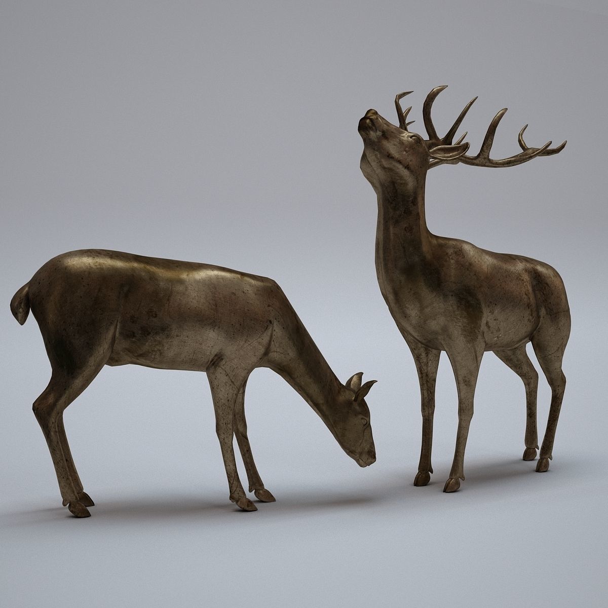 Deer Statues 3D model_2