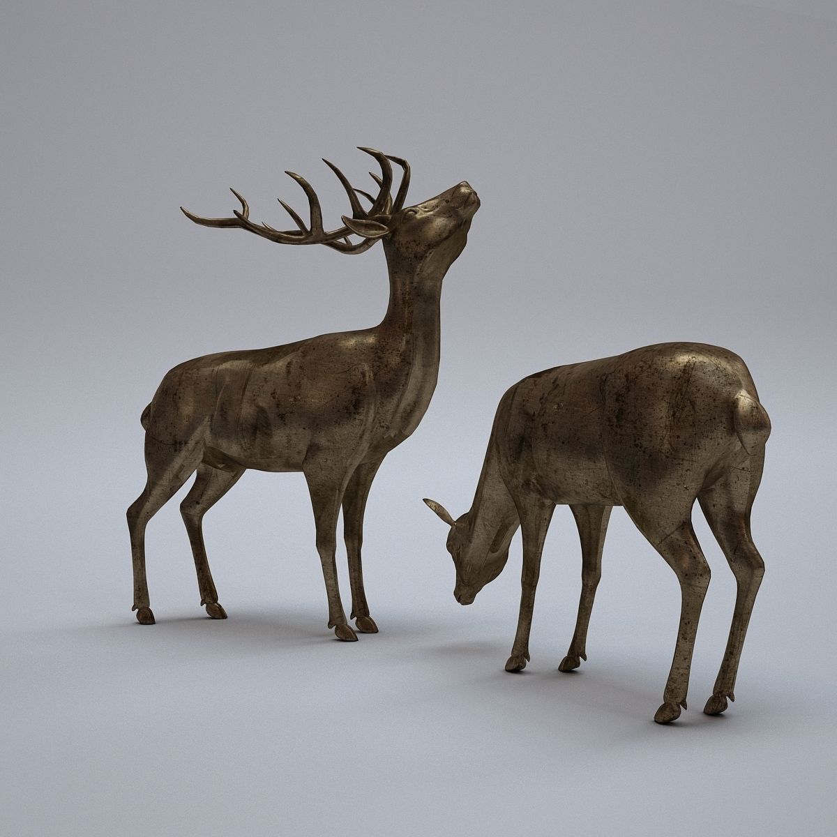 Deer Statues 3D model_0