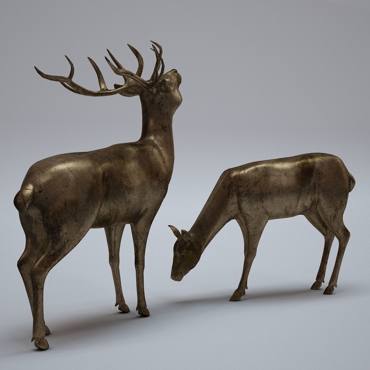 Deer Statues 3D model_5