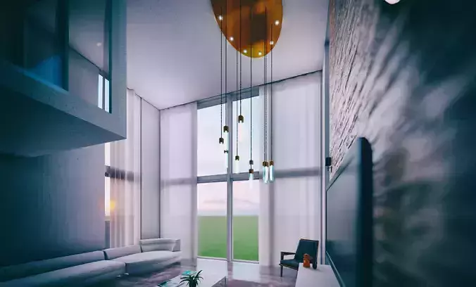 Chandelier for Double Height Loft Lighting 3D model