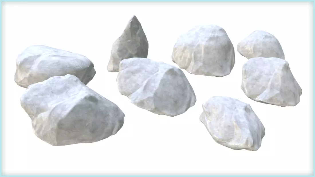 8x Rocks - grey-white - with LODs - Free low-poly 3D model