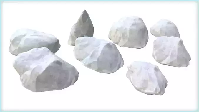 8x Rocks - grey-white - with LODs -