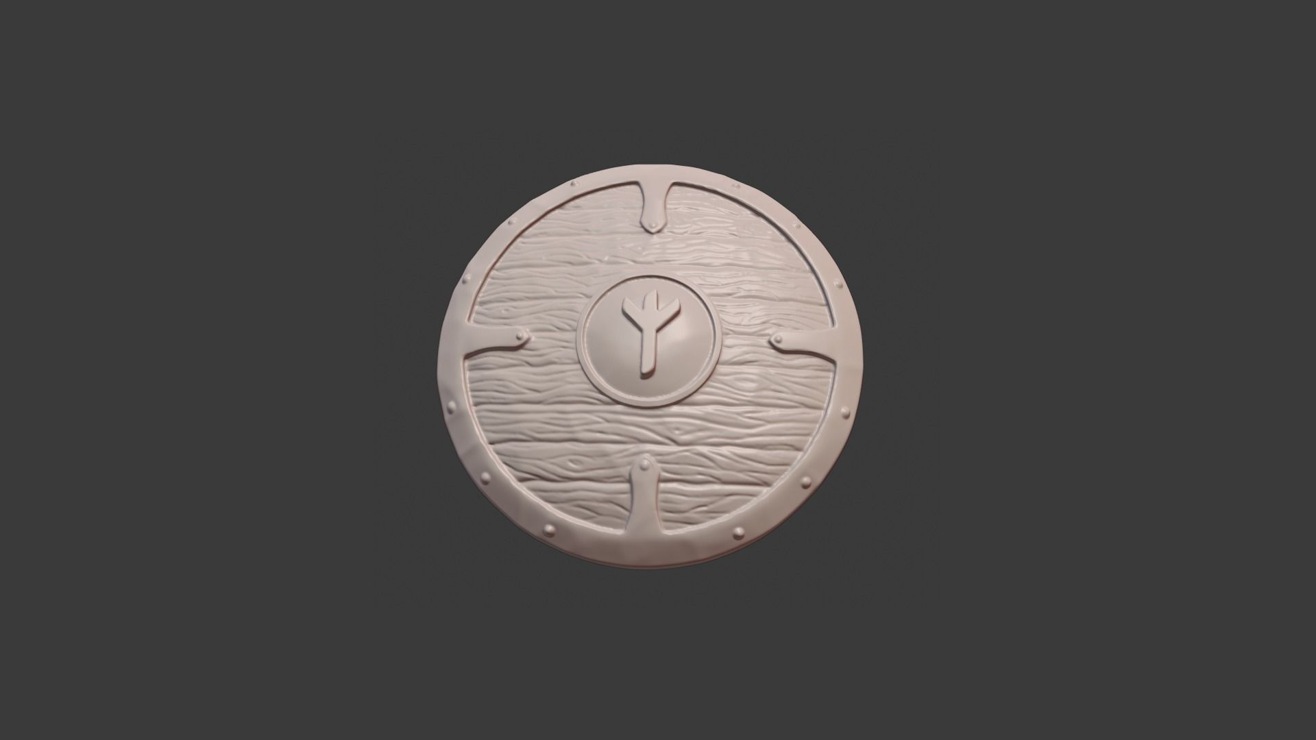 Scandinavian shield with rune Algiz 3D print model_1