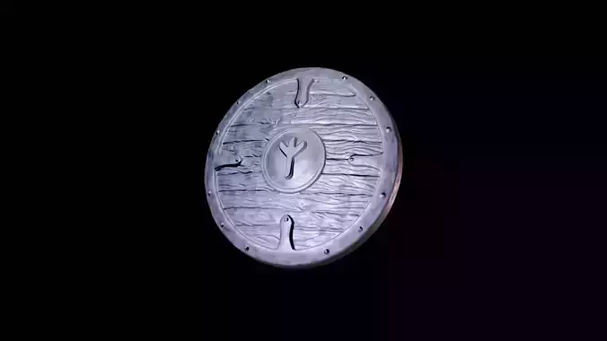 Scandinavian shield with rune Algiz 3D print model