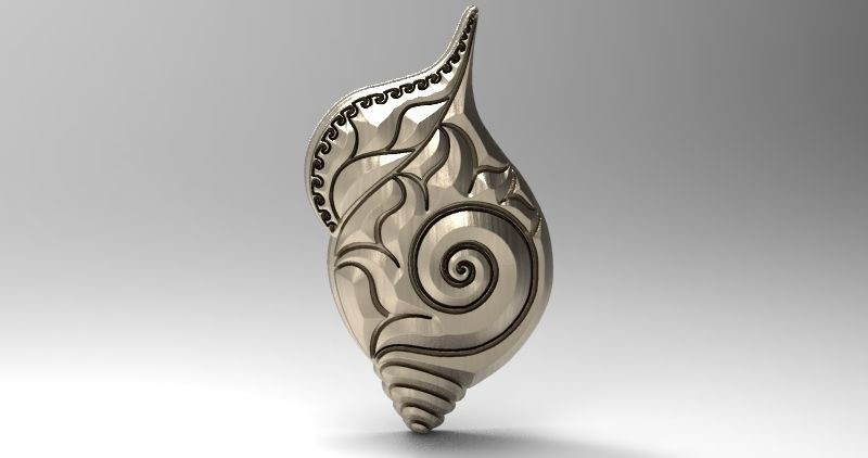Sea ocean shell pendant 1 3D print model_3