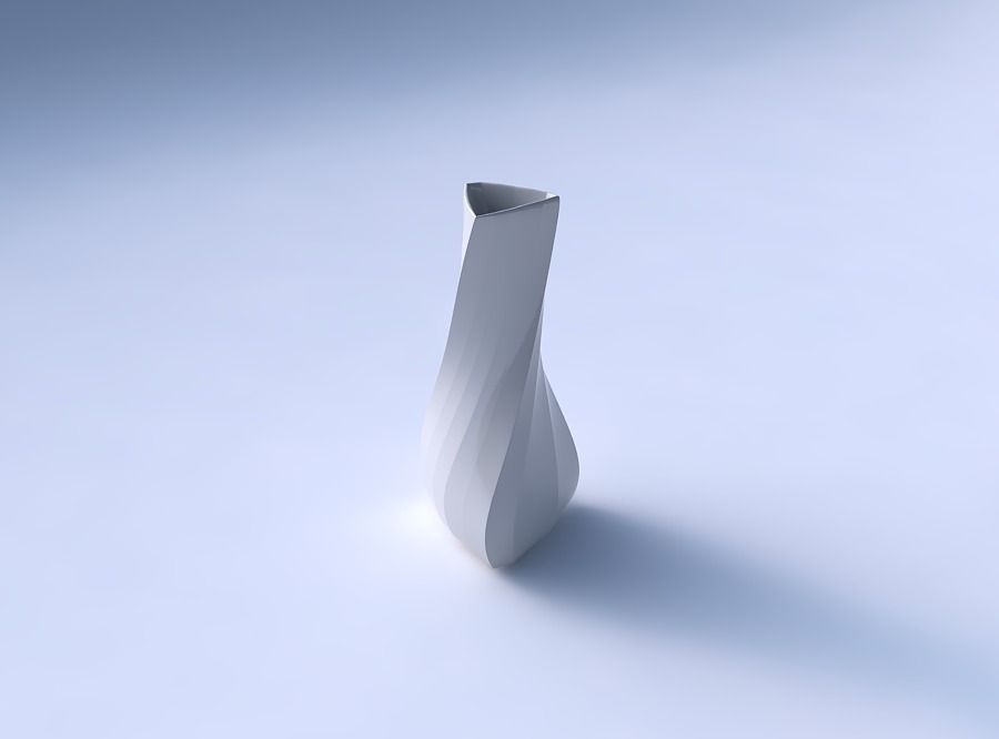 Vase puffy triangle with bands 3D print model_3
