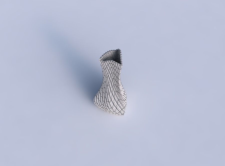 Vase puffy triangle with bent extruded lines 3 3D print model_6
