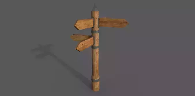 Wooden Sign Low-poly 3D model