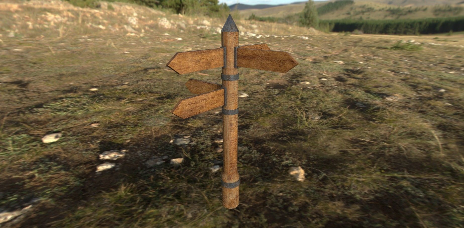 Wooden Sign Low-poly 3D model Low-poly 3D model_6