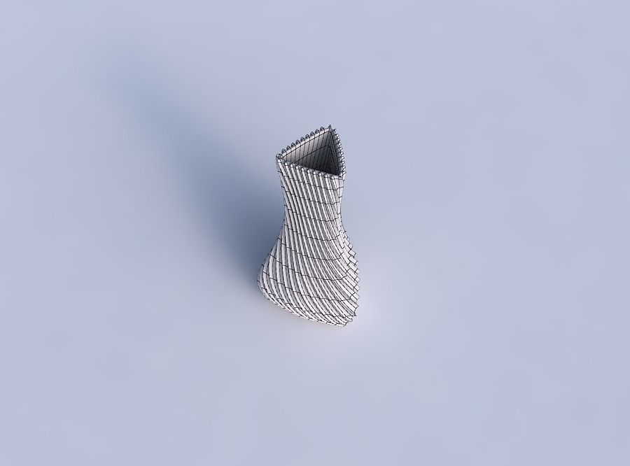 Vase puffy triangle with bent extruded lines 3D print model_6