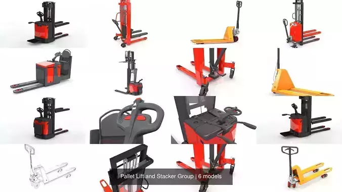 Pallet Lift and Stacker Group 3D Model Collection