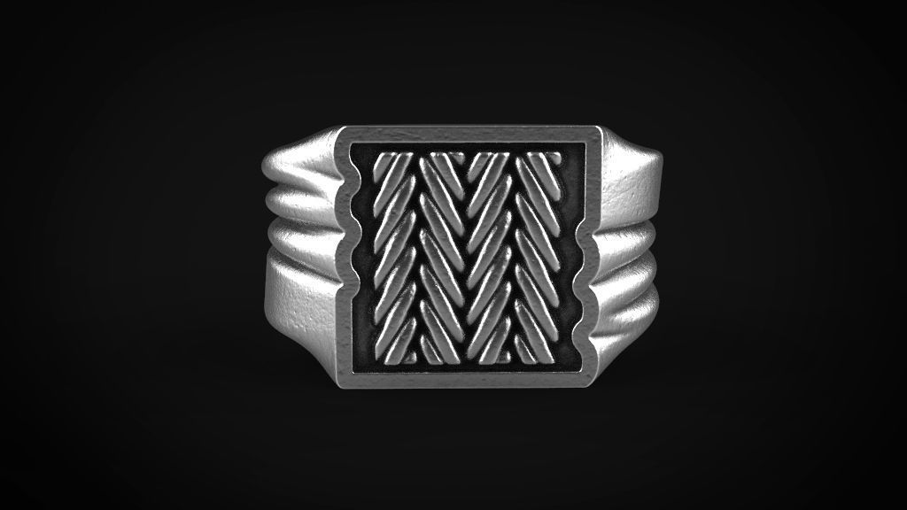 Signet man ring  3D print model_3