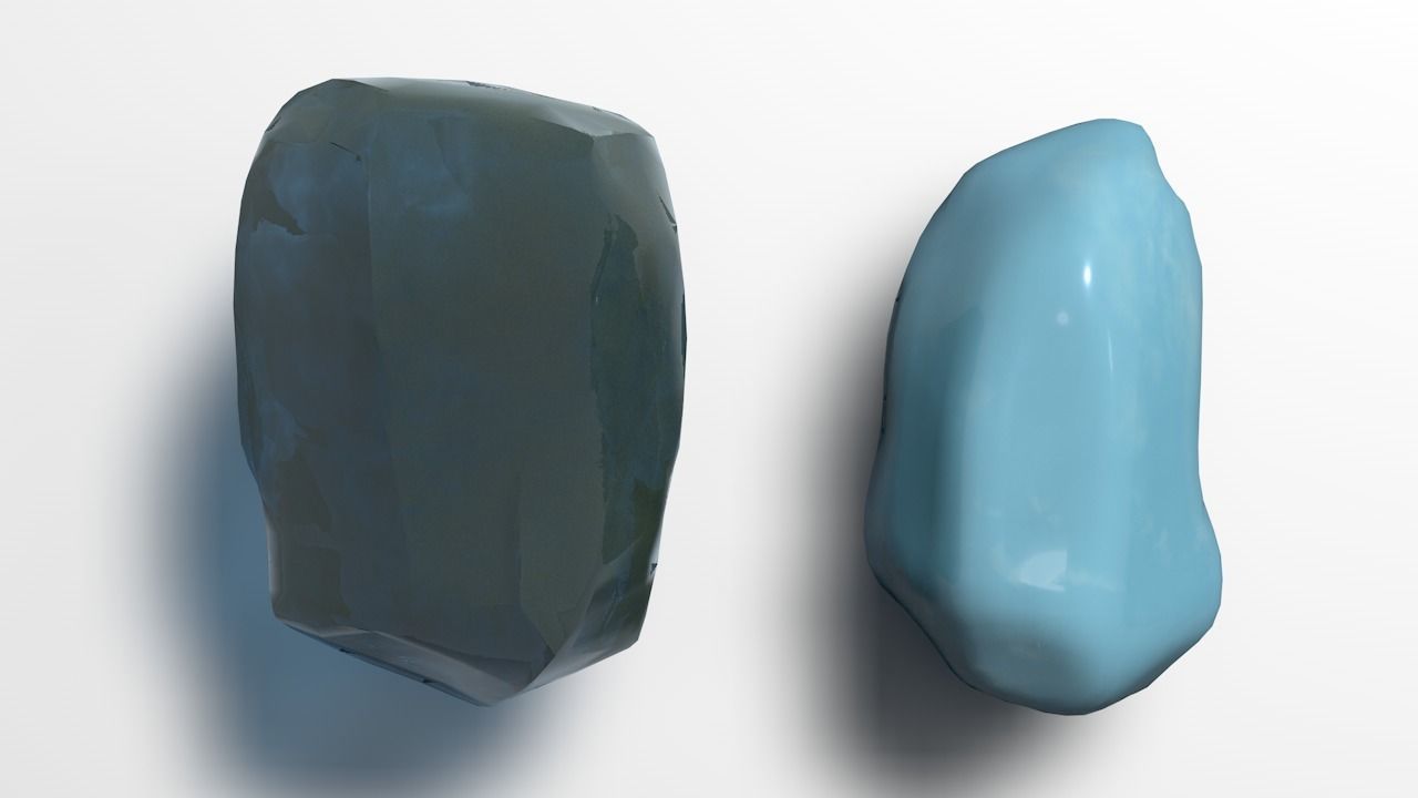 Gems set stone sculpture 3D model_1