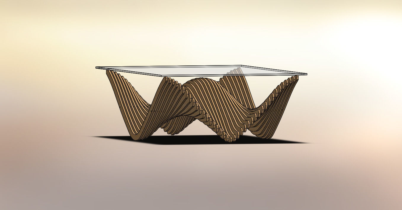 Parametric Table Wave 3D model_7