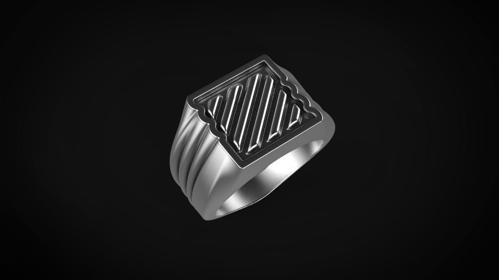 Signet man ring 3D print model_5