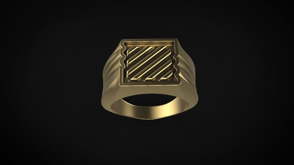 Signet man ring 3D print model_4