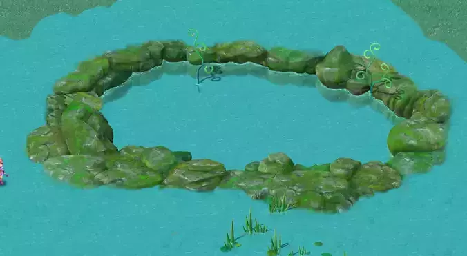 Cartoon Sky City - Once upon a time Jade pool Stone circle 3D model