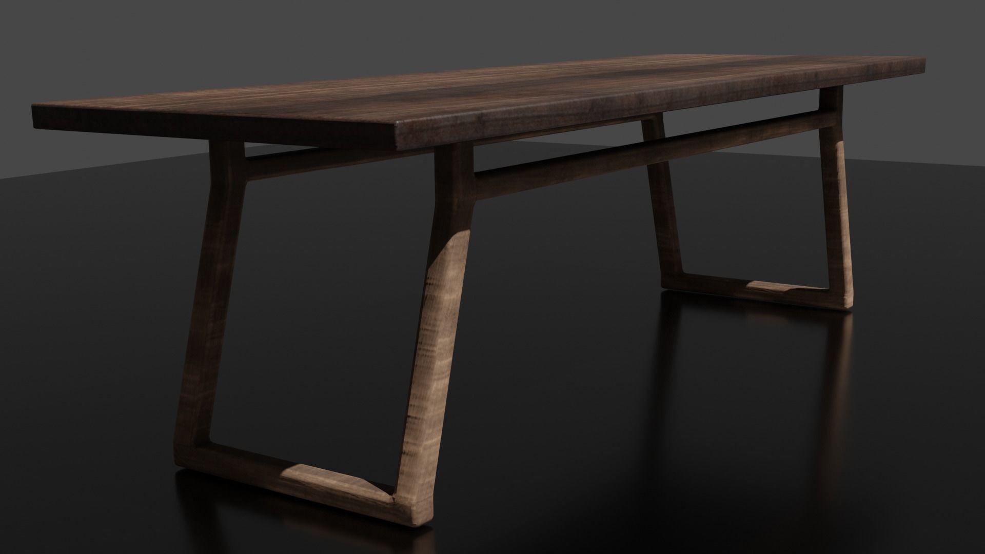 wooden table 3D model_2