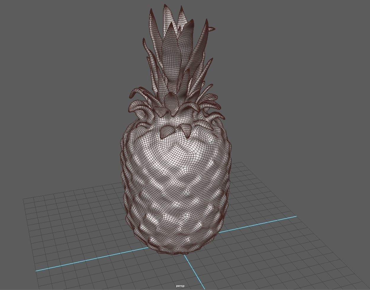 Pineapple fruit  I PBR I Subdiv - Ready 3D model Low-poly 3D model_1