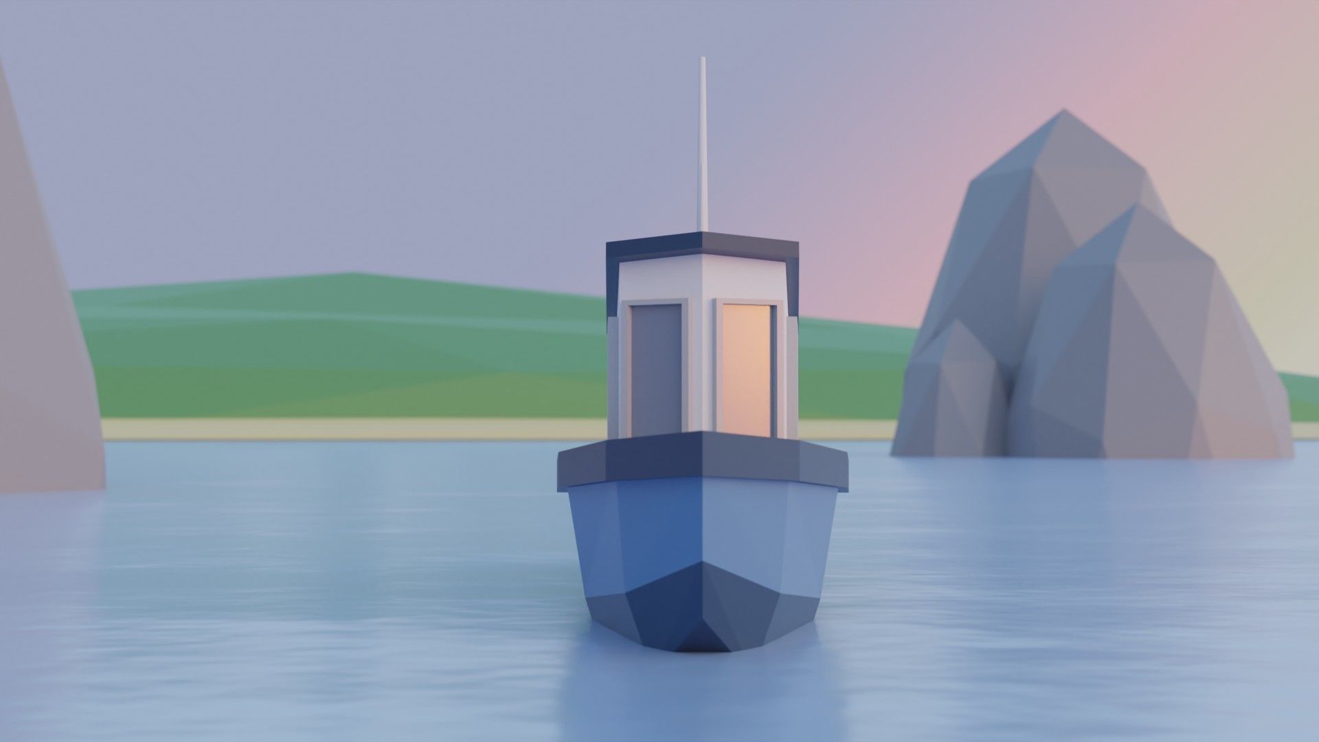 Low Poly Fishing Boat Low-poly 3D model_5