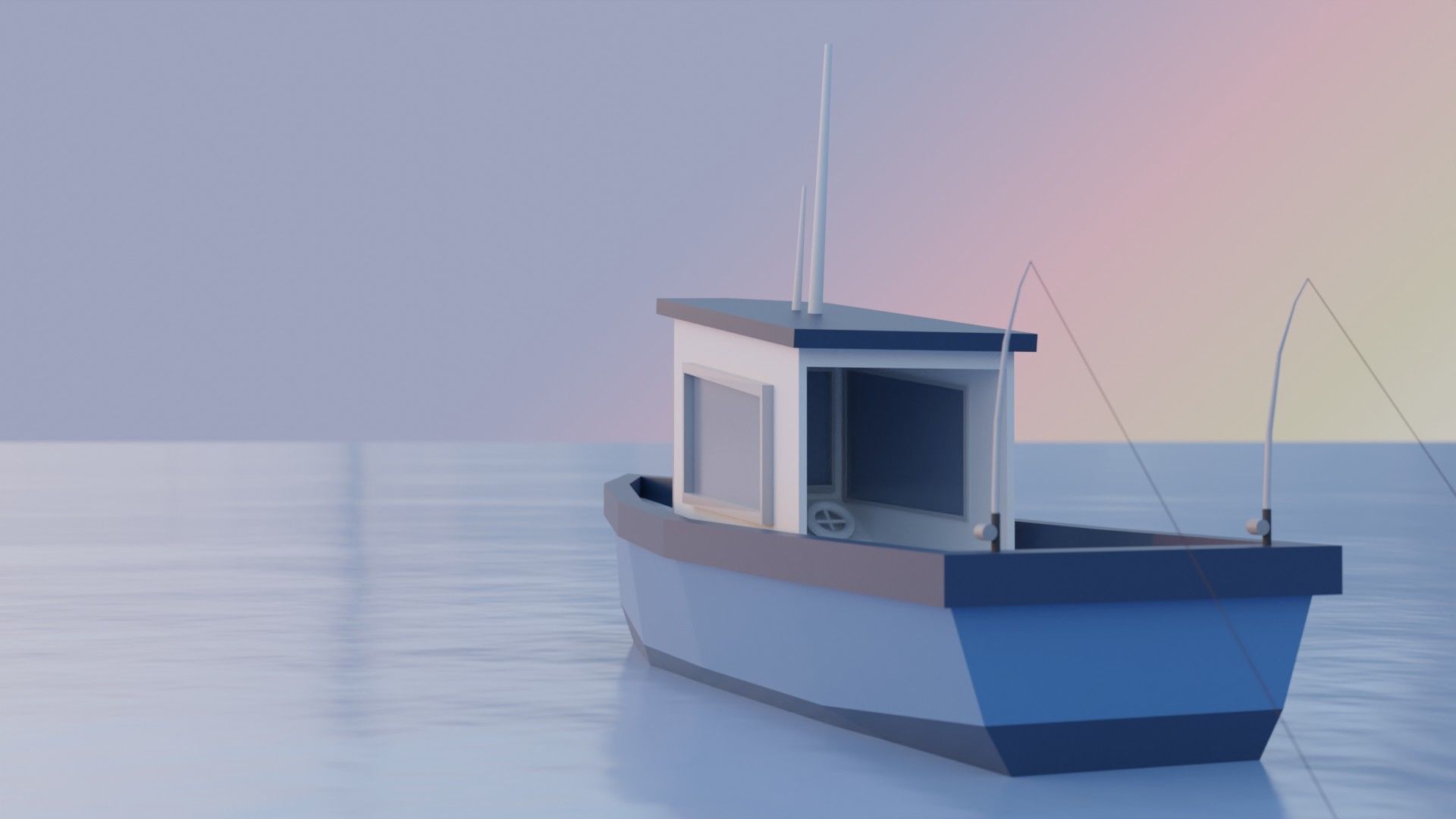Low Poly Fishing Boat Low-poly 3D model_2