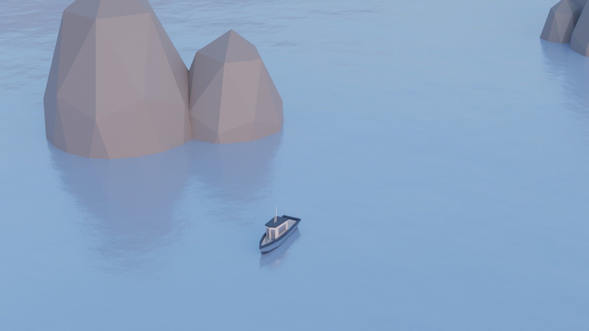 Low Poly Fishing Boat Low-poly 3D model_3