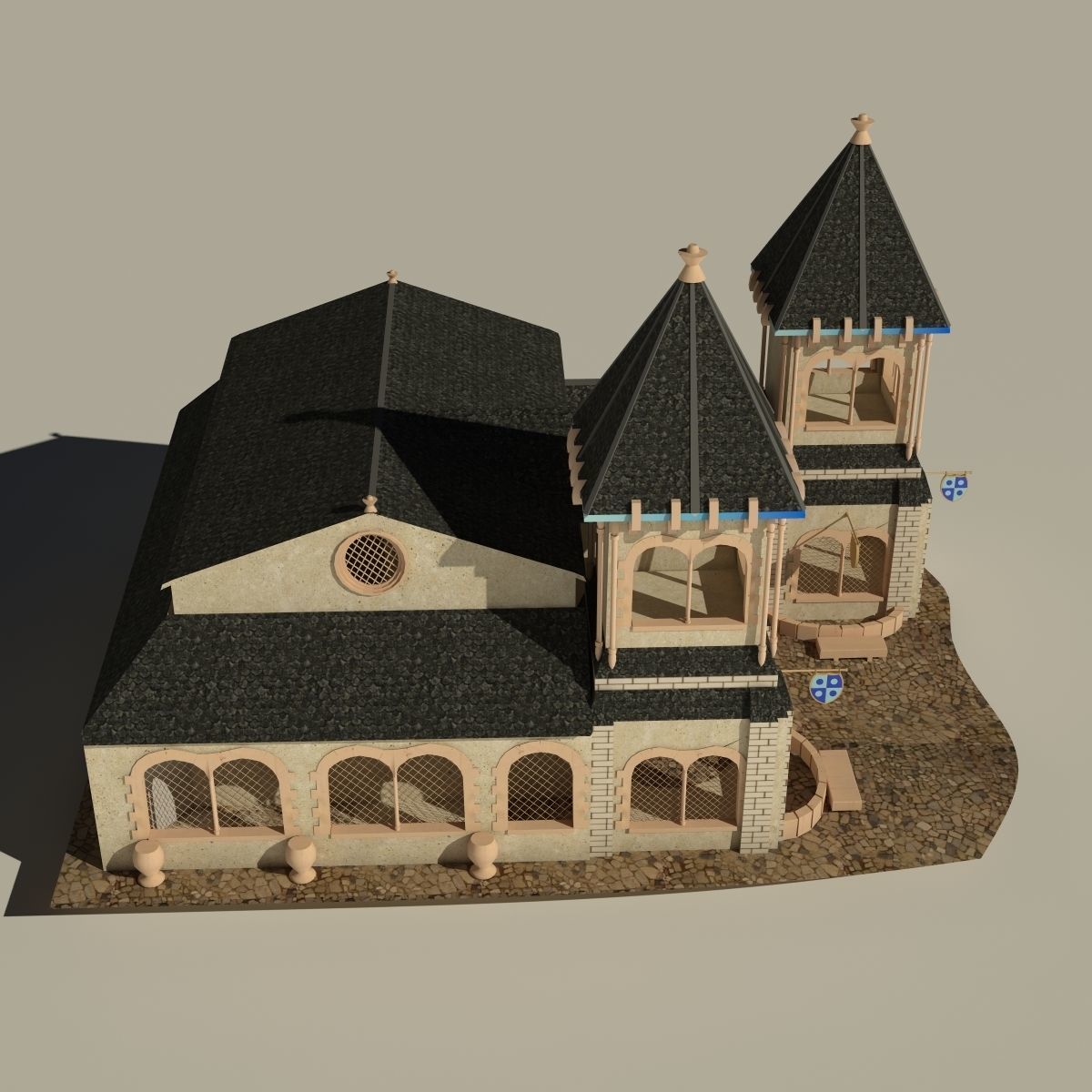Cartoon Castle  Low-poly 3D model_5