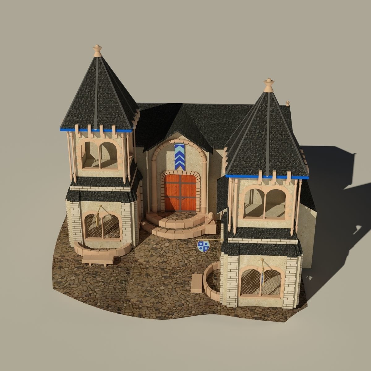 Cartoon Castle  Low-poly 3D model_1