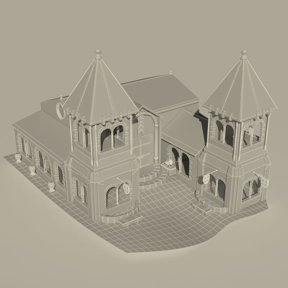 Cartoon Castle  Low-poly 3D model_6