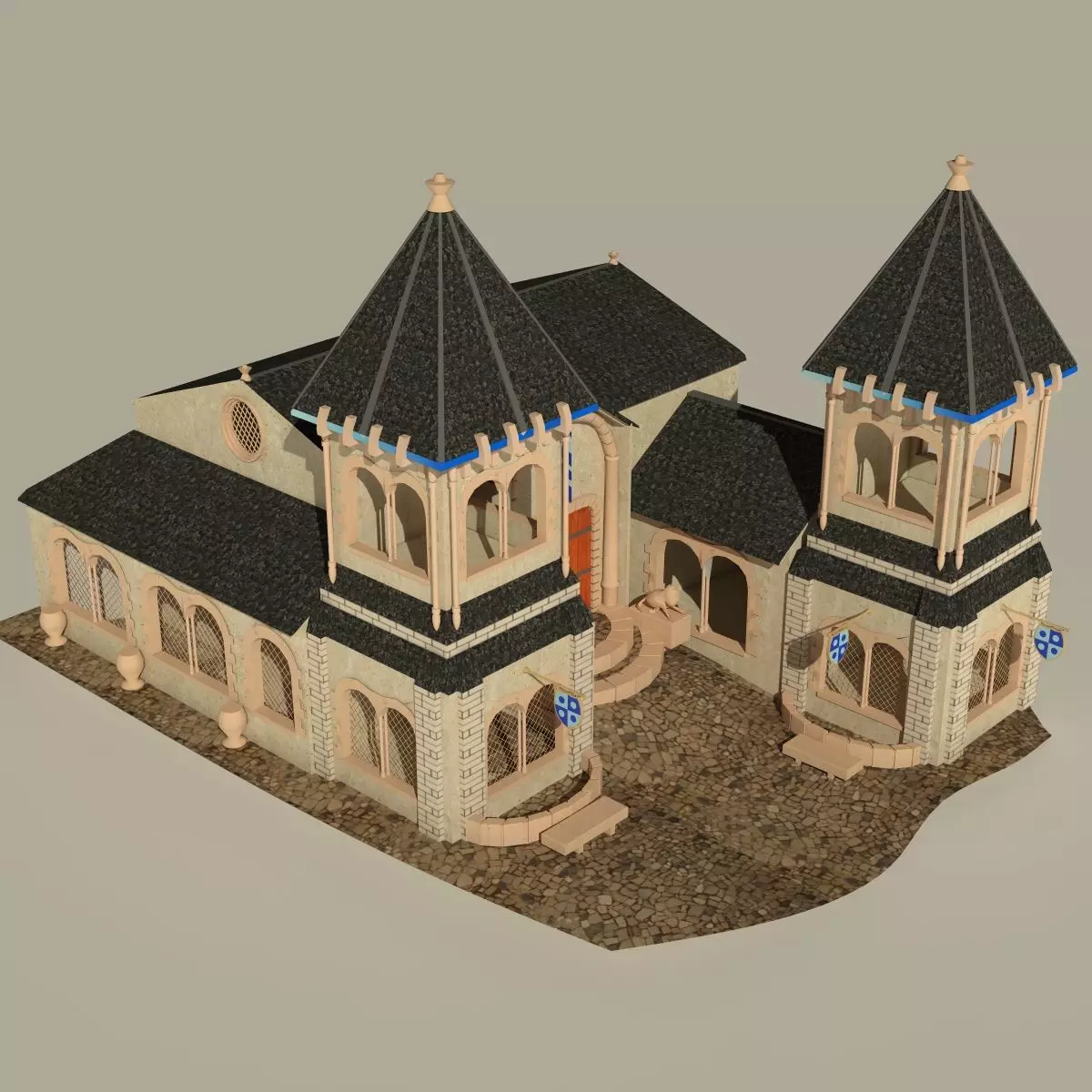 Cartoon Castle  Low-poly 3D model_0