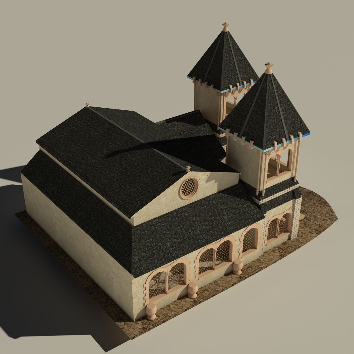Cartoon Castle  Low-poly 3D model_4
