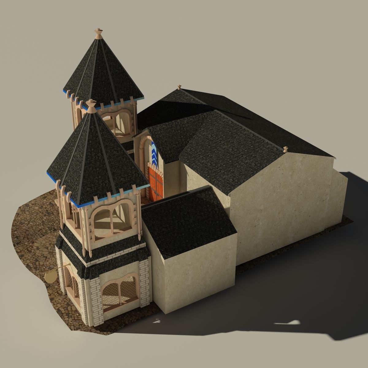 Cartoon Castle  Low-poly 3D model_2