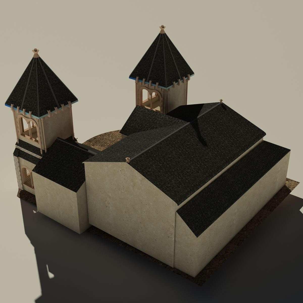 Cartoon Castle  Low-poly 3D model_3